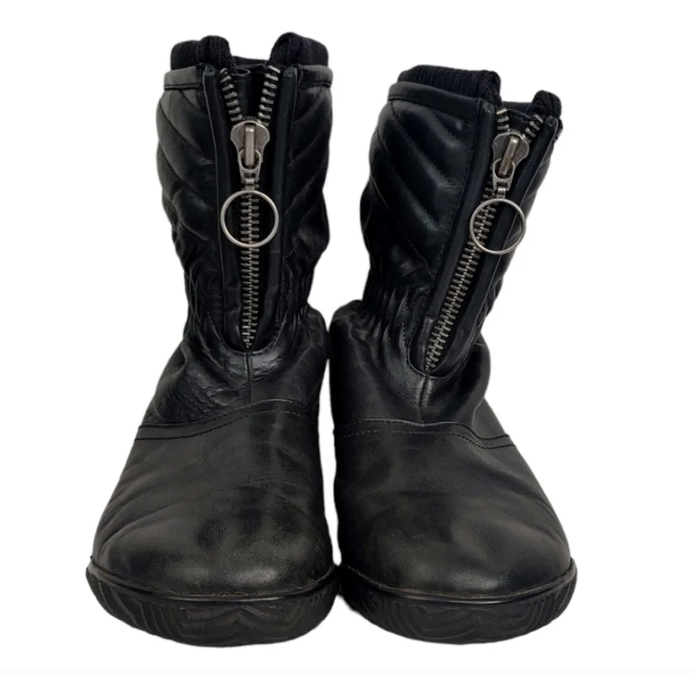 Sorel Black Leather Firenzy Breve Quilted Winter Calf High Boots Womens Size 8